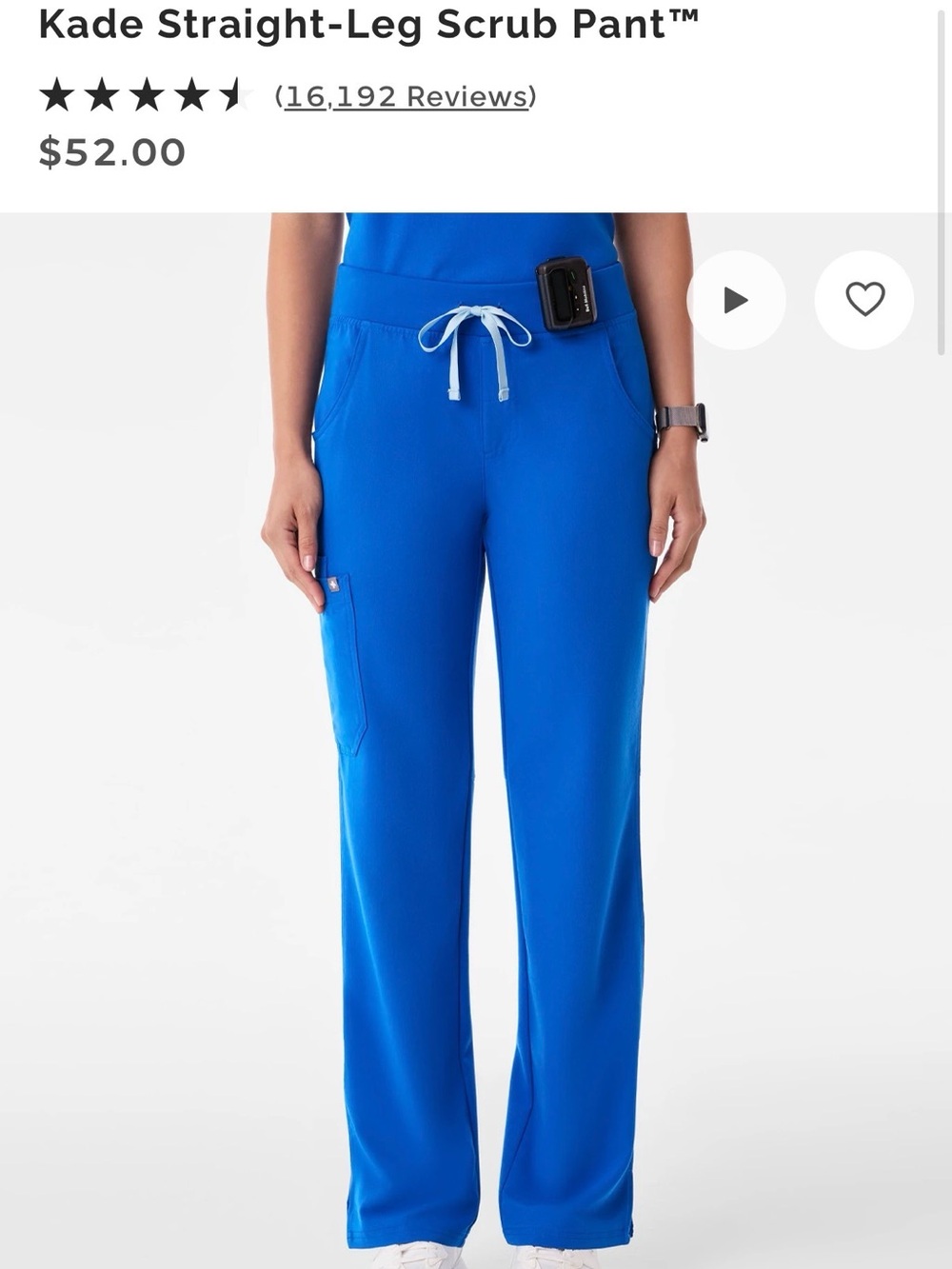 Figs Kade Straight-Leg Scrub Pant - Royal Blue